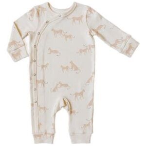 Pehr Kimono Romper | 3-6 Months | White Cheetah Print LIKE NEW
